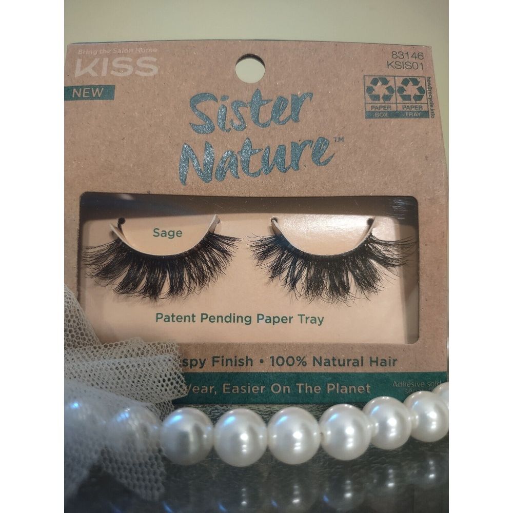 KISS Lashes Sister Nature False Eyelashes 100% Natural Hair‎ Reusable Wispy NEW